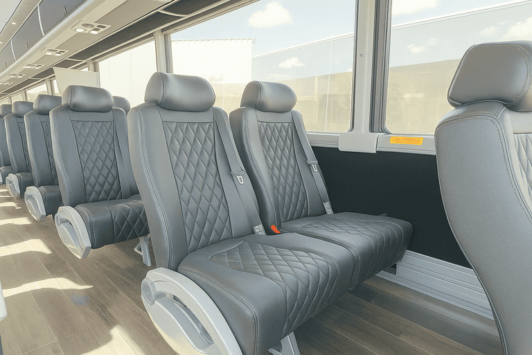 interior of Denver Coach Bus Service charter bus